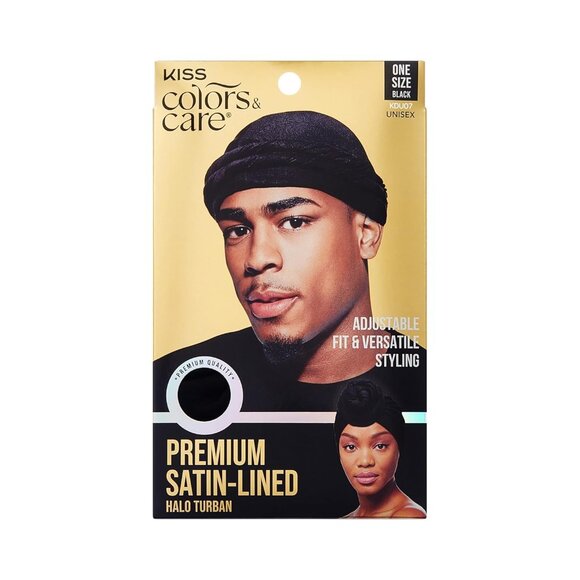 Premium Satin-Lined Halo Turban, Unisex, Pre-Tied Head Wrap for Locs, Braids, & - Picture 1 of 7